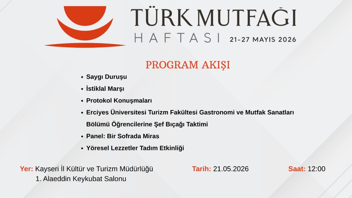 TÜRK MUTFAĞI HAFTASINA DAVETLİSİNİZ