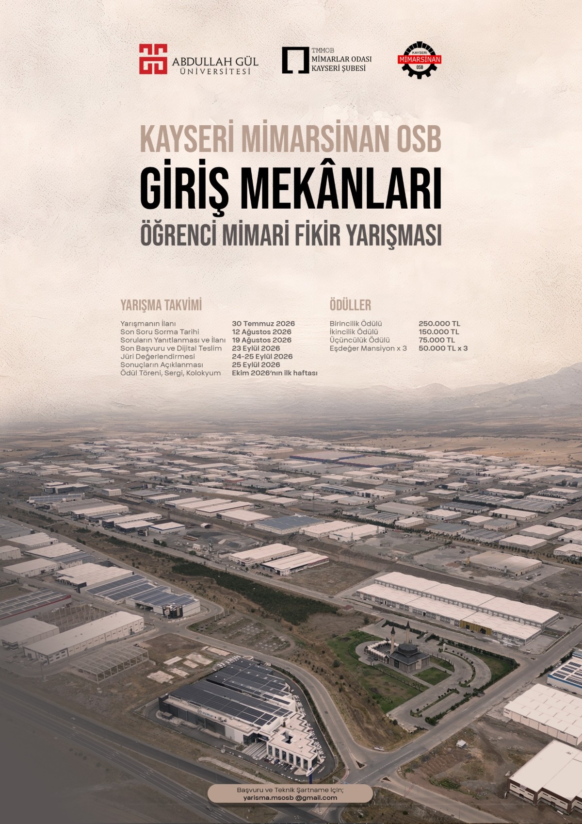 KAYSERİ MİMARSİNAN OSB GİRİŞ MEKÂNLARI ÖĞRENCİ MİMARİ FİKİR YARIŞMASI BAŞLADI