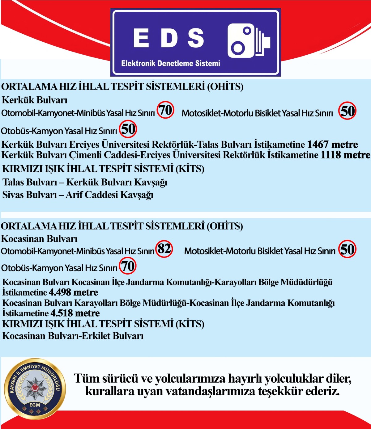 EMNİYET MÜDÜRLÜĞÜ'NDEN HlZ UYARISI