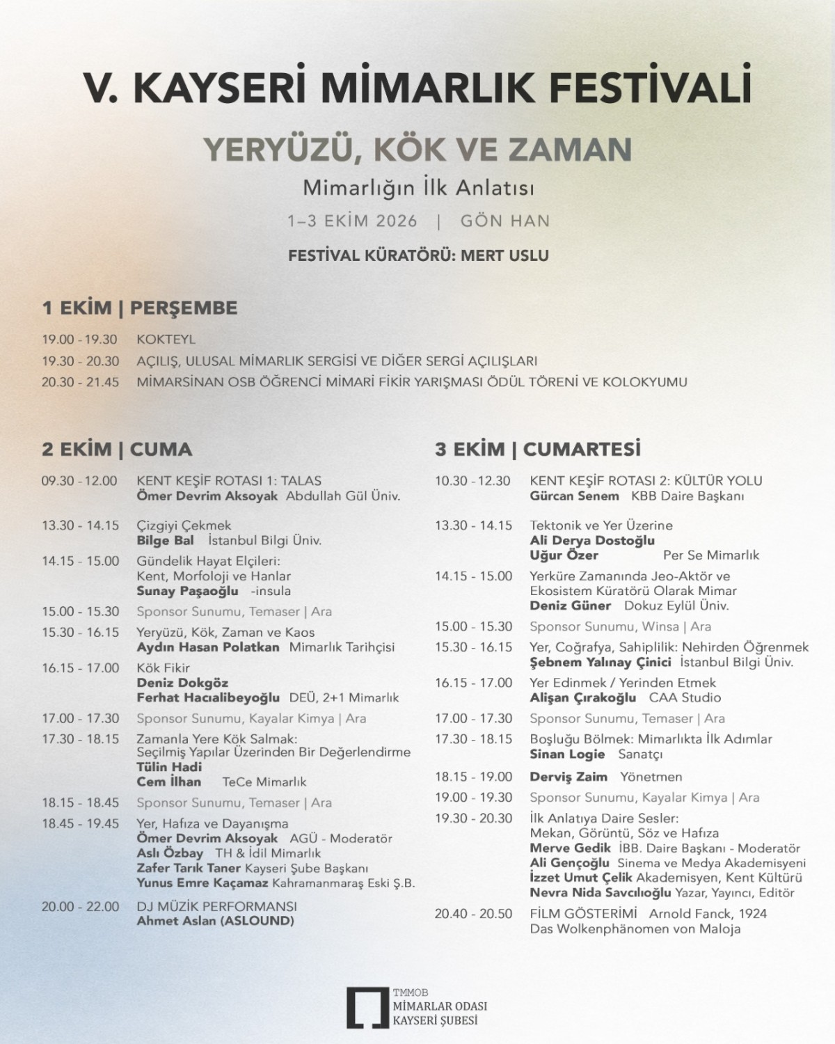 V. KAYSERİ MİMARLIK FESTİVALİ KAYSERİ’DE BAŞLIYOR