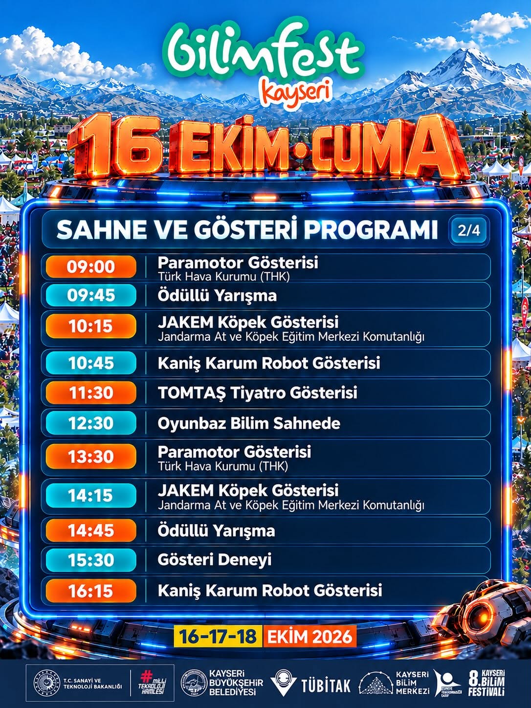 BİLİM VE TEKNOLOJİ ŞÖLENİ BAŞLIYOR: 8’İNCİ BİLİMFEST KAYSERİ KAPILARINI AÇIYOR