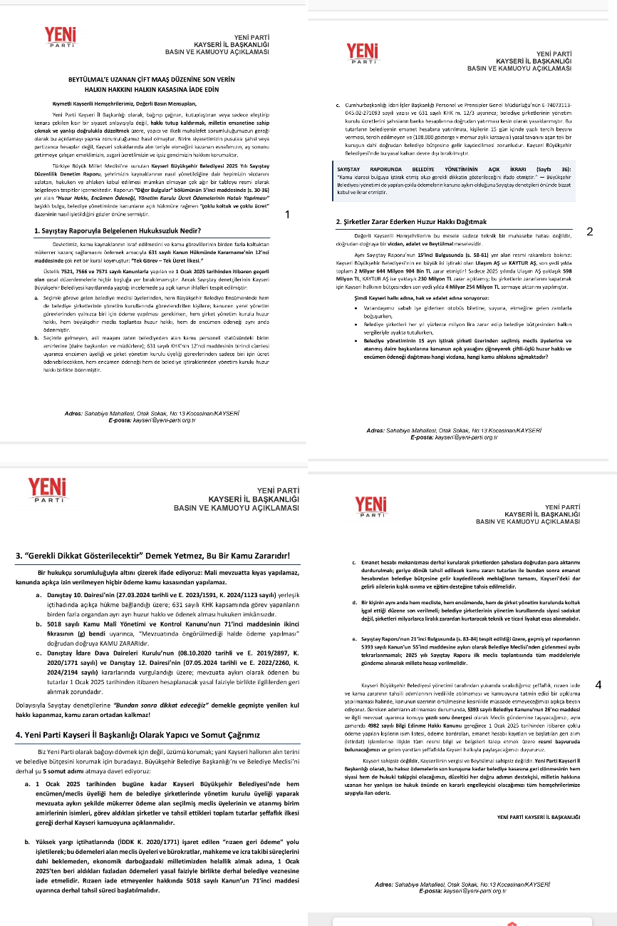 YENİ PARTİ İL BAŞKANLIĞINDAN BÜYÜK İDDİA