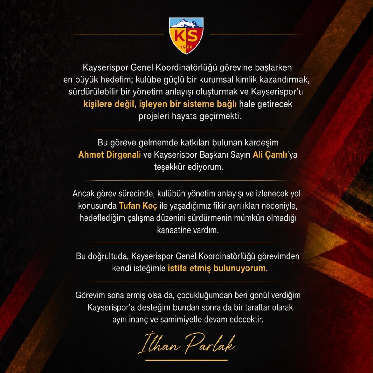 İLHAN PARLAK VE KOTONGO İLE YOLLAR AYRILDI 