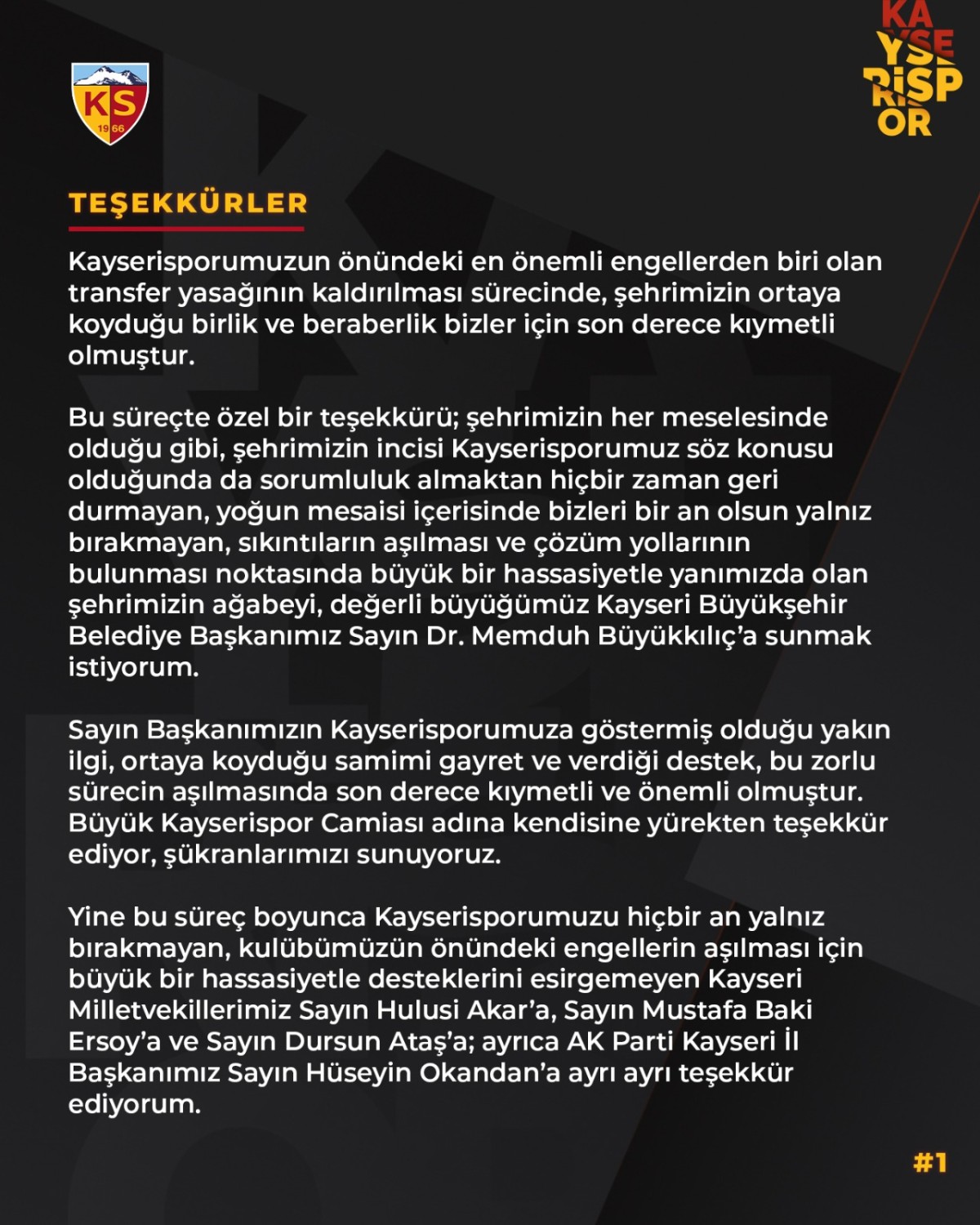 BAŞKAN ALİ ÇAMLl'DAN MESAJ VAR