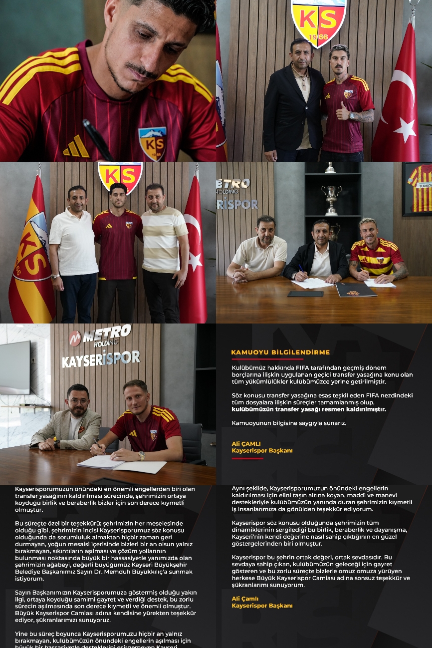 KAYSERİSPOR, TAHTAYI AÇTI... İMZALAR ATlLDl... LİSANSLAR ÇlKTl